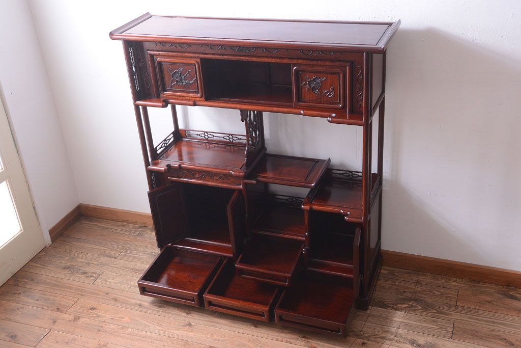 中古　唐木材　豪華な飾り棚