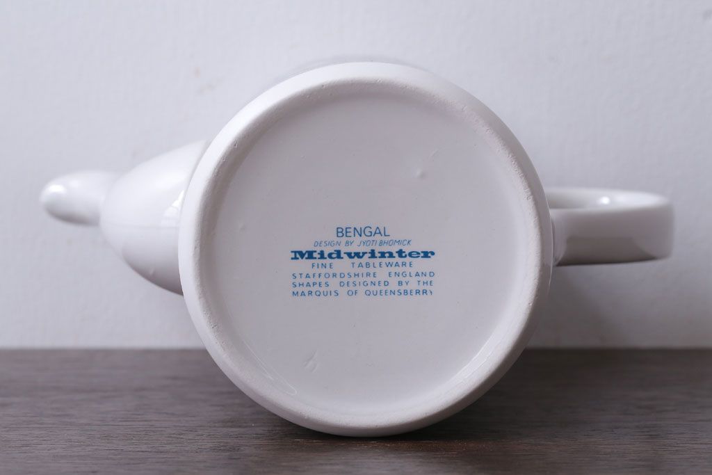 イギリスビンテージ　MIDWINTER(ミッドウィンター)　Bengal(ベンガル)シリーズ　ティーポット、砂糖入れ、ミルク入れのセット