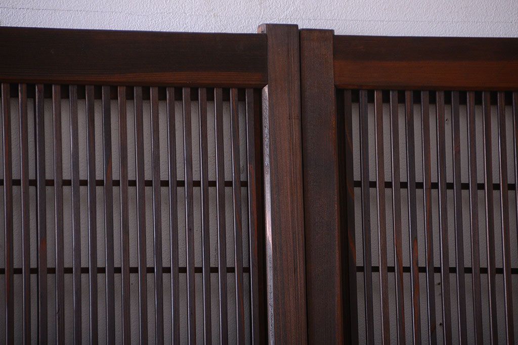 古民具・骨董　腰板欅材!裏障子付き格子戸4枚セット