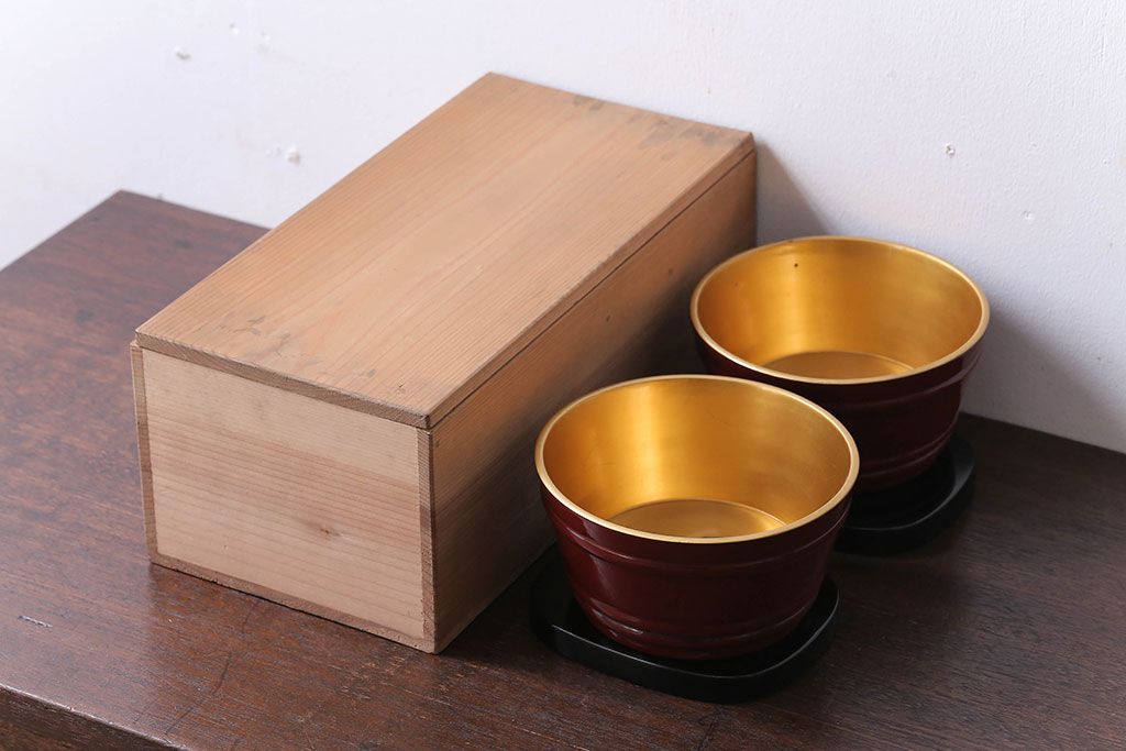 アンティーク 大正〜昭和初期!蓮の花の図 輪島塗木製蒔絵盃洗