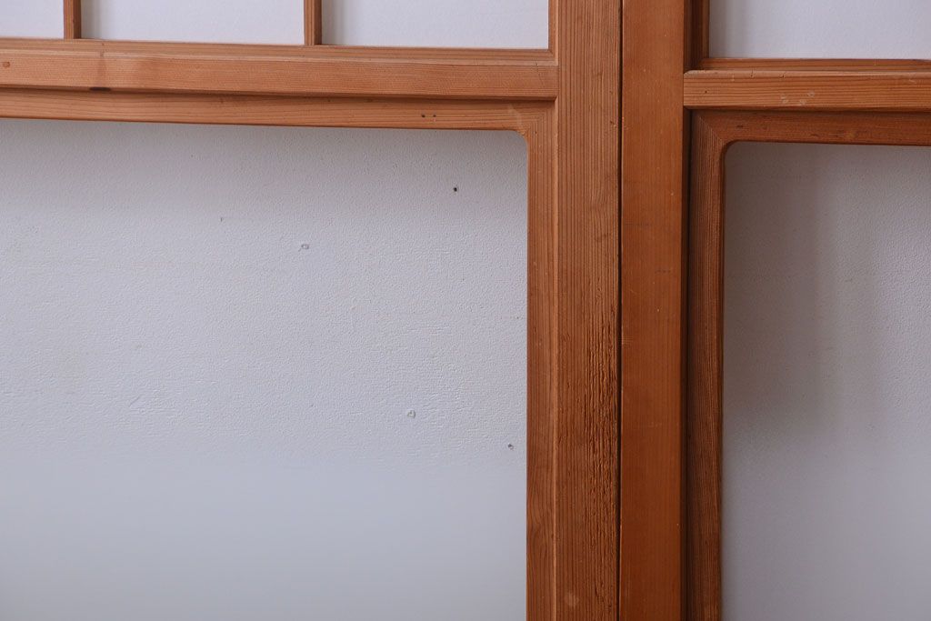 中古　ぼかしガラス入り!雪見障子戸4枚セット(引き戸、擦り上げ障子戸、擦上障子戸)