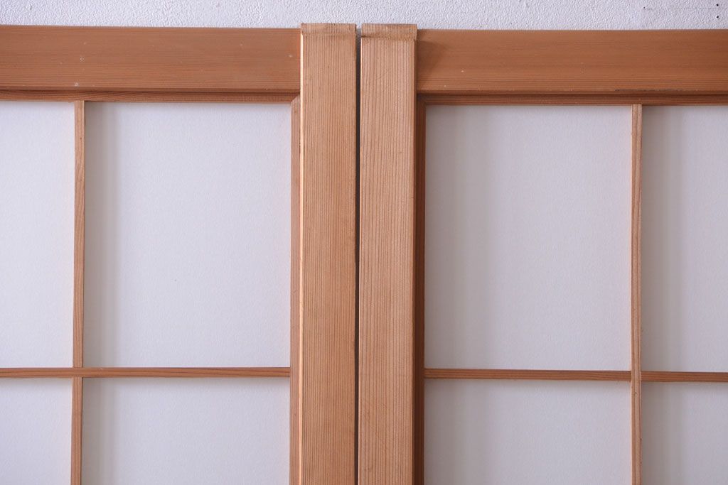 中古　和風インテリアに!雪見障子戸4枚セット(引き戸、擦り上げ障子戸、擦上障子戸)