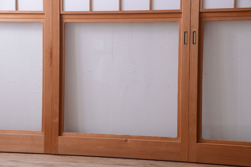 中古　和風インテリアに!雪見障子戸4枚セット(引き戸、擦り上げ障子戸、擦上障子戸)