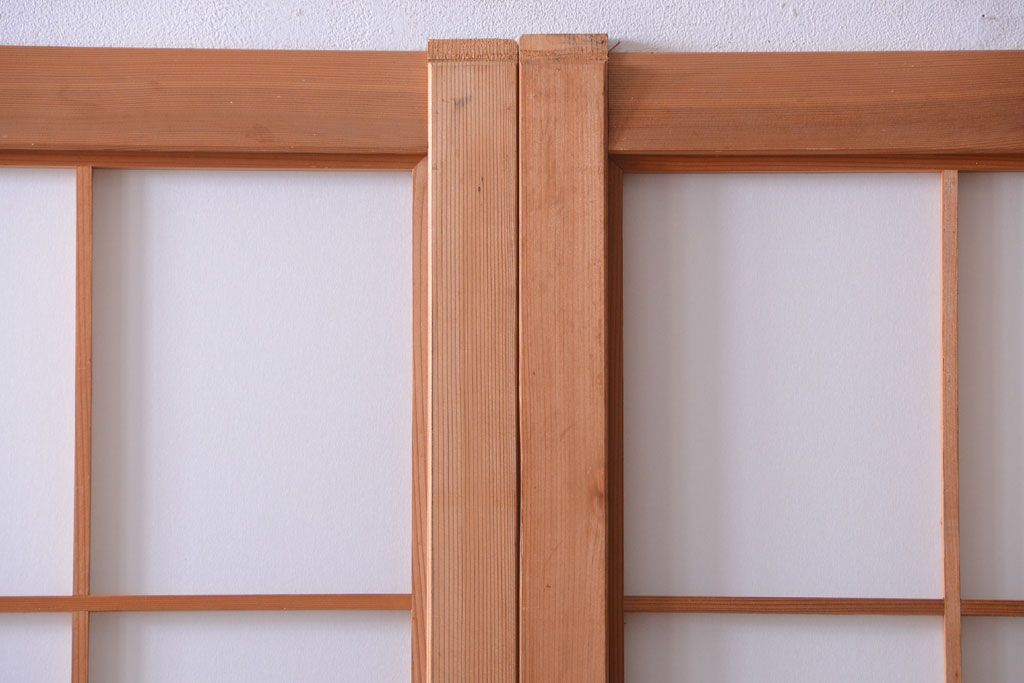 中古　和風インテリアに!雪見障子戸2枚セット(引き戸、擦り上げ障子戸、擦上障子戸)