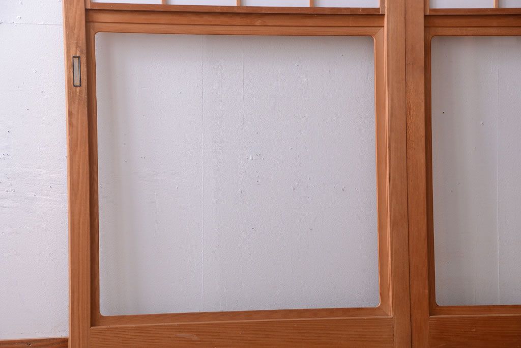 中古　和風インテリアに!雪見障子戸2枚セット(引き戸、擦り上げ障子戸、擦上障子戸)