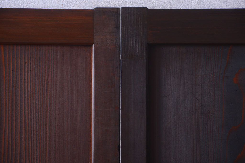 古民具・骨董　明治〜大正期　裏障子付き!アンティーク格子帯戸2枚セット