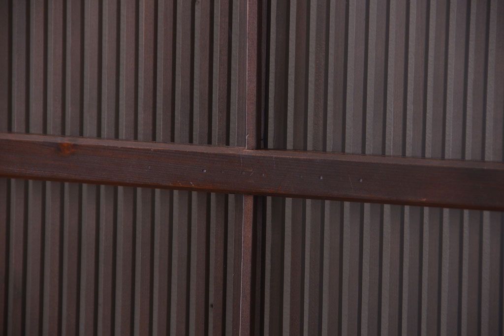 古民具・骨董　縦桟81本の極上品!裏ガラス入りの最高級アンティーク万本格子戸3枚セット
