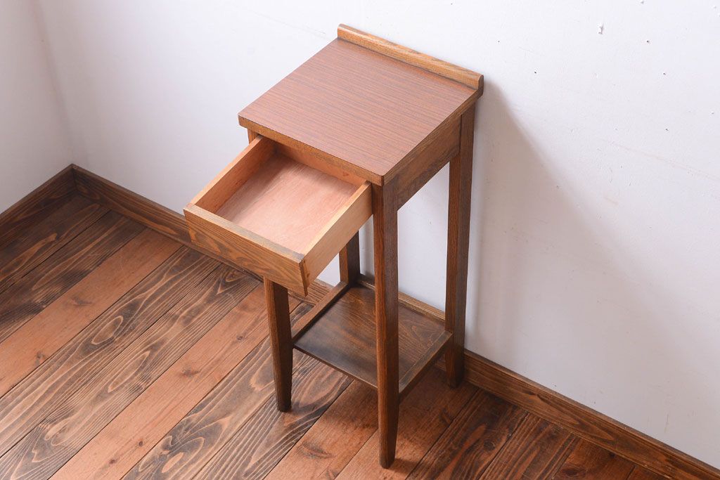 レトロ家具 昭和レトロ 引き出し付きのアンティークサイド