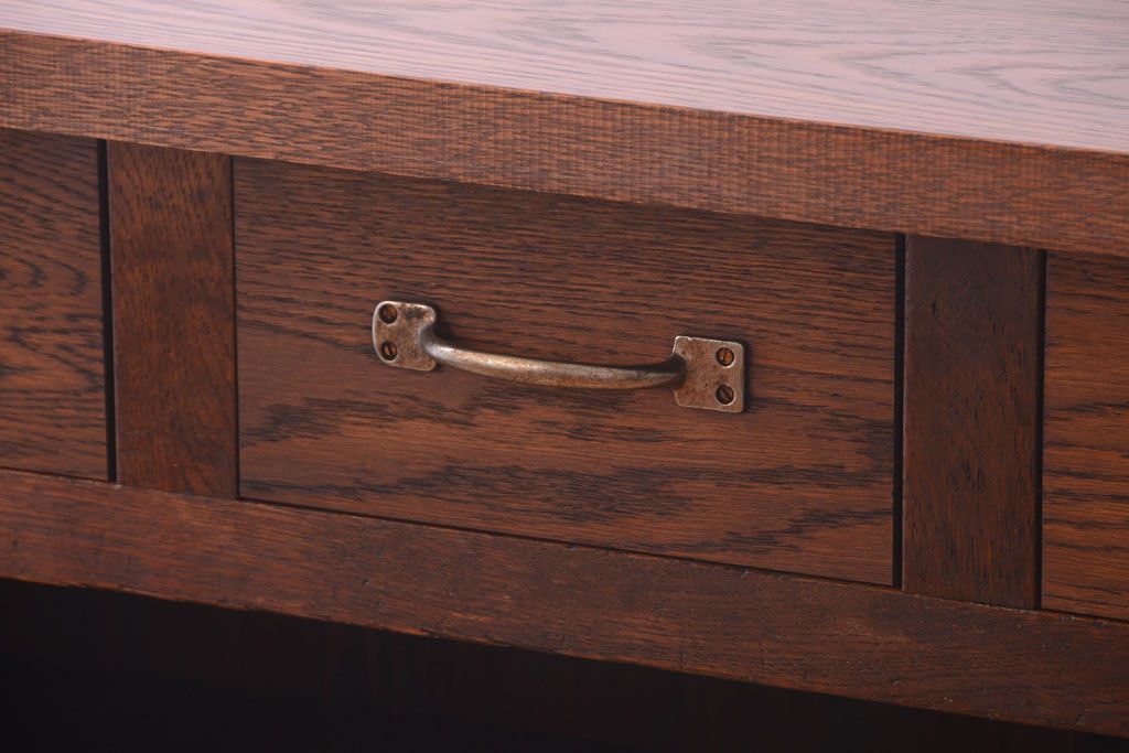 アンティーク家具　和製アンティーク　重厚な古い木製のカウンター作業台(カウンターテーブル)