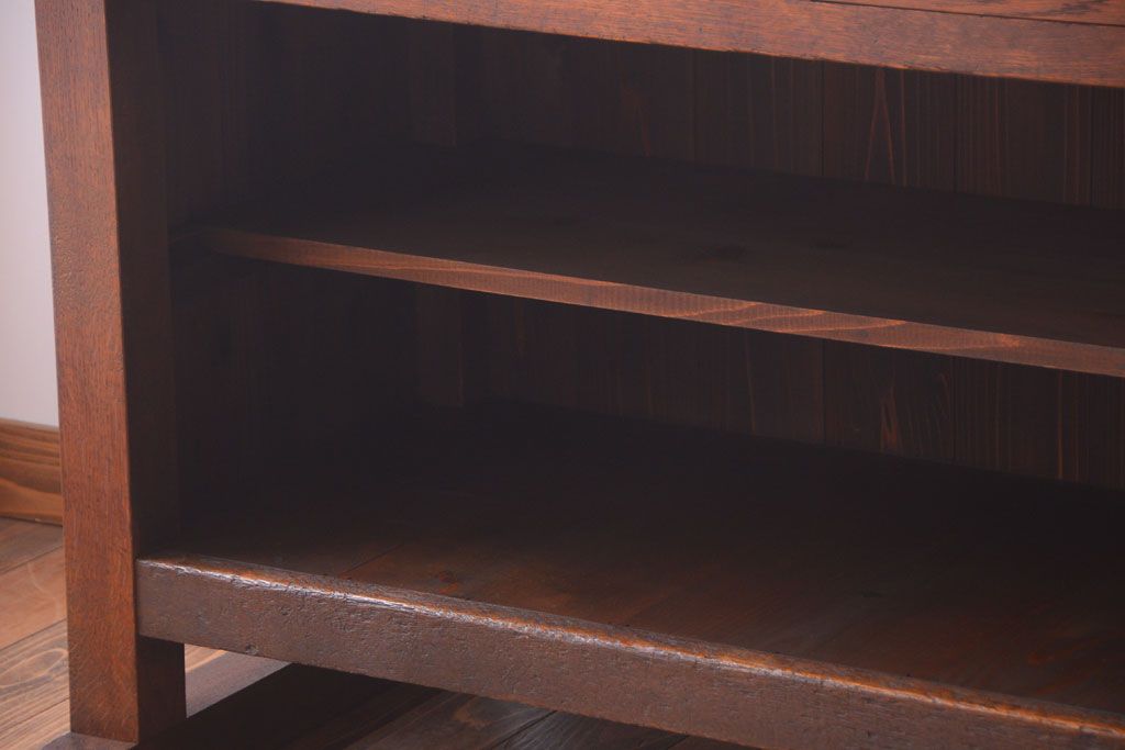 アンティーク家具　和製アンティーク　重厚な古い木製のカウンター作業台(カウンターテーブル)