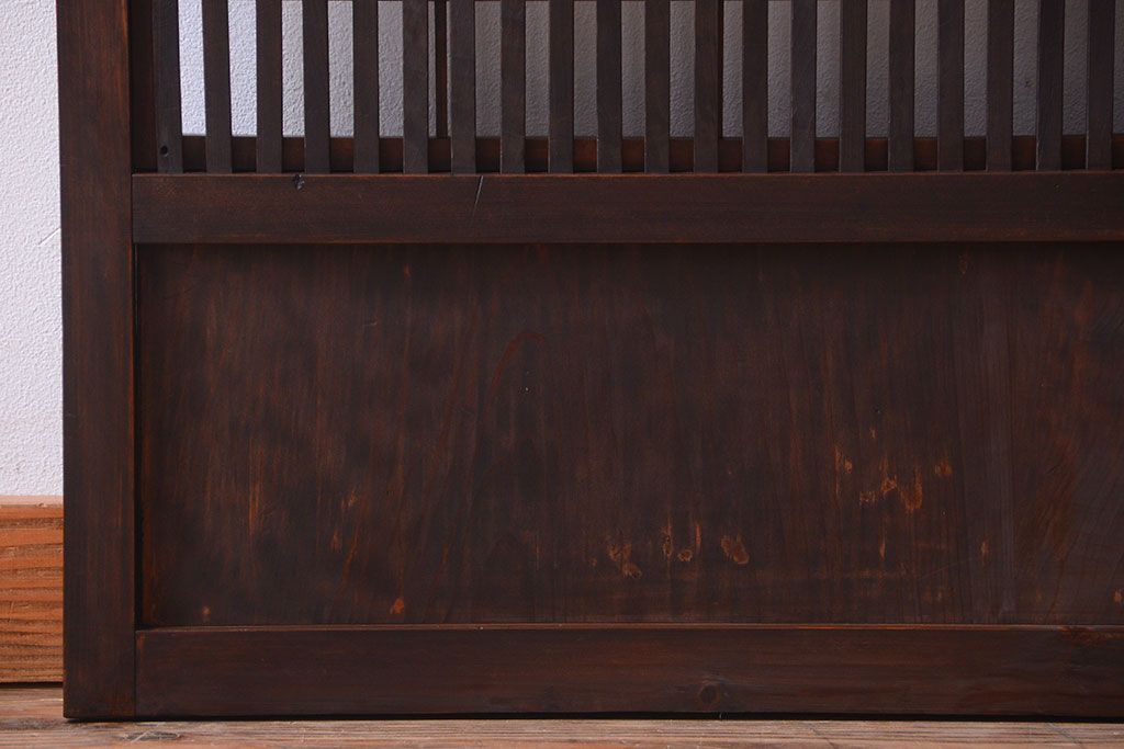 古民具・骨董　裏障子付き!古い木のガラス帯格子戸2枚セット