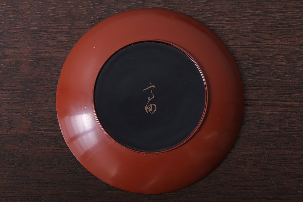 アンティーク雑貨　アンティーク　大正〜昭和初期!千鳥の図　木製蒔絵皿6枚(漆器)
