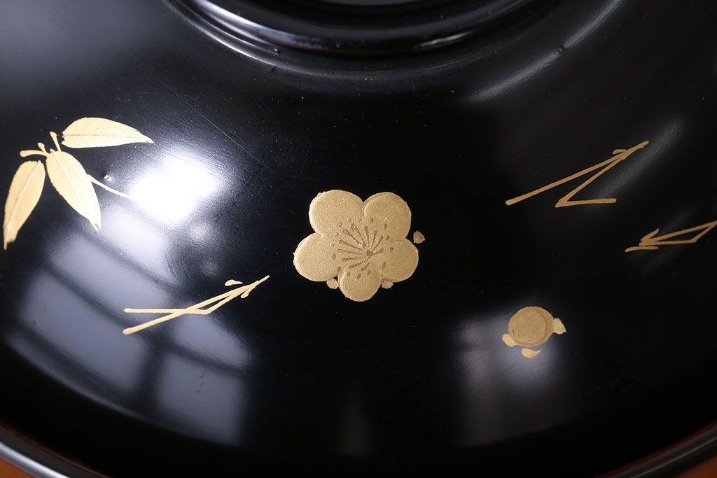 アンティーク雑貨　アンティーク　昭和初期　蒔絵木製椀10客(漆器)(1)