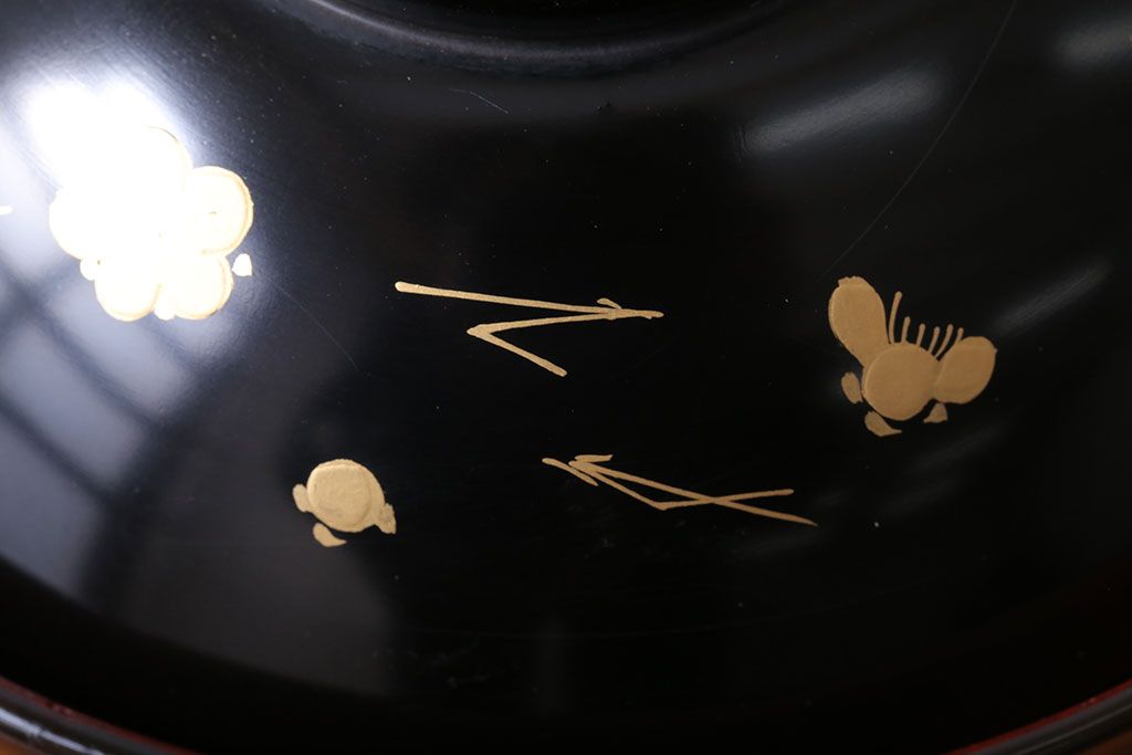 アンティーク雑貨　アンティーク　昭和初期　蒔絵木製椀10客(漆器)(1)