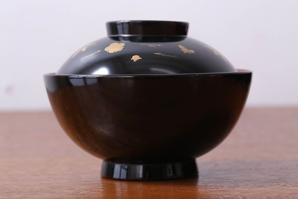 アンティーク雑貨　アンティーク　昭和初期　蒔絵木製椀10客(漆器)(1)