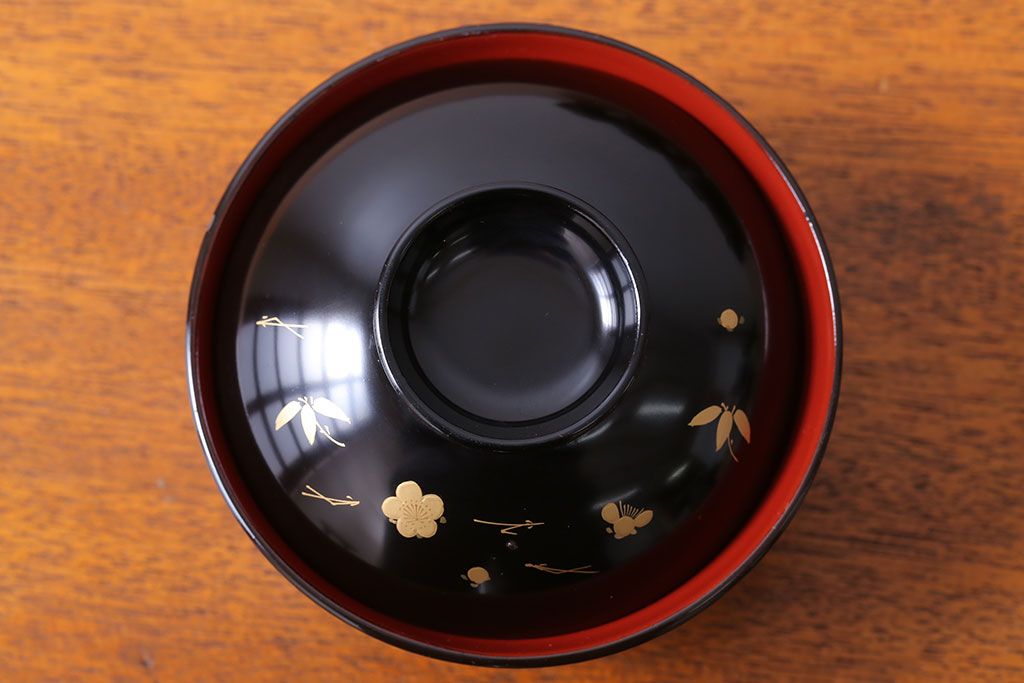 アンティーク雑貨　アンティーク　昭和初期!蒔絵木製椀10客(漆器)(2)