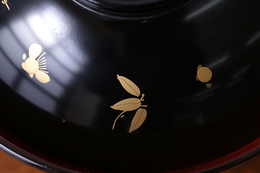 アンティーク雑貨　アンティーク　昭和初期!蒔絵木製椀10客(漆器)(2)