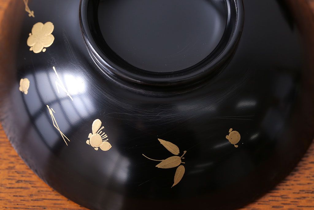 アンティーク雑貨　アンティーク　昭和初期!蒔絵木製椀10客(漆器)(2)