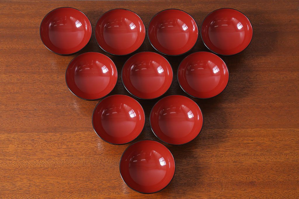 アンティーク雑貨　アンティーク　昭和初期!蒔絵木製椀10客(漆器)(2)