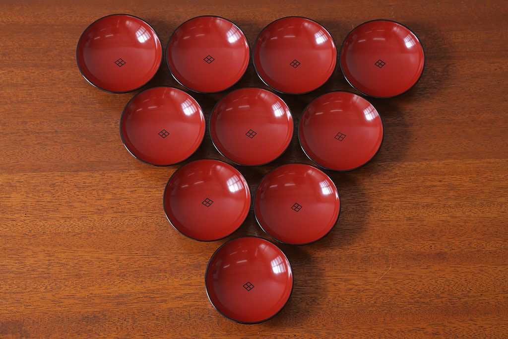 アンティーク雑貨　アンティーク　昭和初期!蒔絵木製椀10客(漆器)(2)