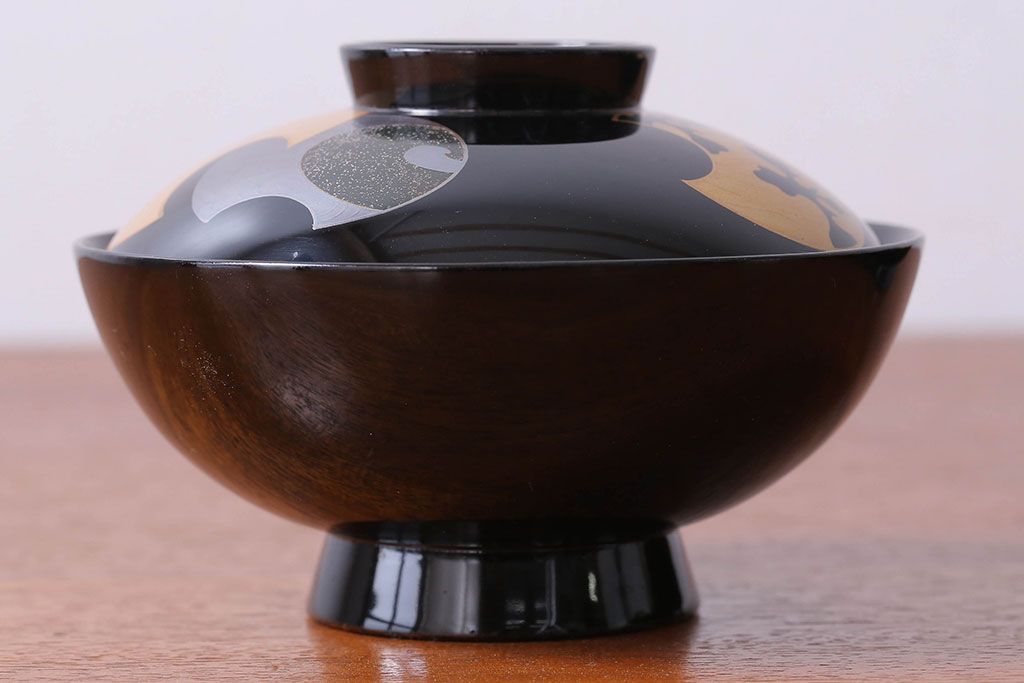 アンティーク雑貨　アンティーク　大正〜昭和初期　輪島塗木製蒔絵椀5客(1)
