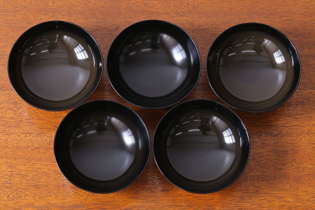 アンティーク雑貨　アンティーク　大正〜昭和初期　輪島塗木製蒔絵椀5客(1)