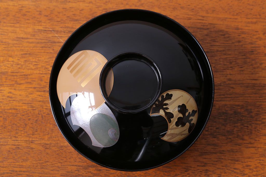 アンティーク雑貨　和製アンティーク　大正〜昭和初期　輪島塗木製蒔絵椀5客(2)
