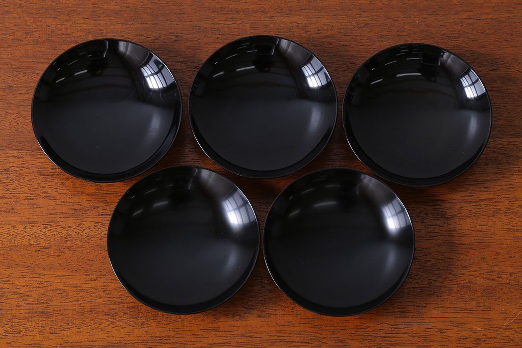 アンティーク雑貨　和製アンティーク　大正〜昭和初期　輪島塗木製蒔絵椀5客(2)