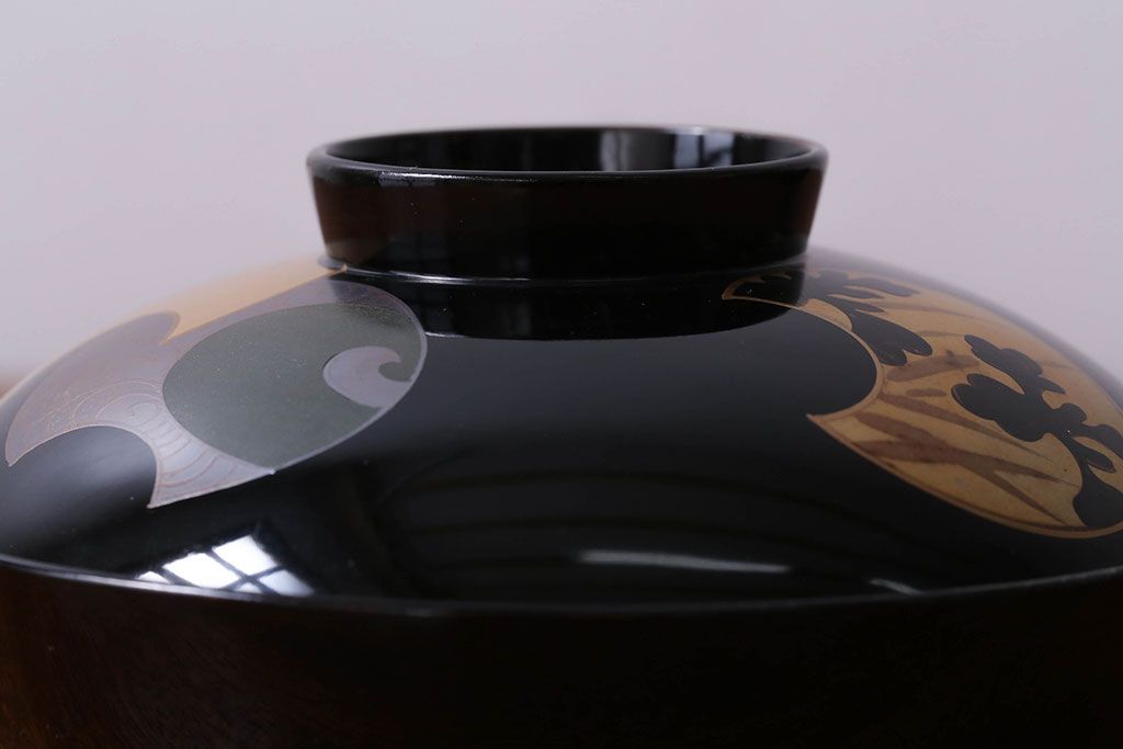 アンティーク雑貨　和製アンティーク　大正〜昭和初期　輪島塗木製蒔絵椀5客(3)
