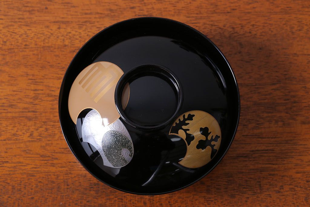 アンティーク雑貨　和製アンティーク　大正〜昭和初期　輪島塗木製蒔絵椀5客(4)