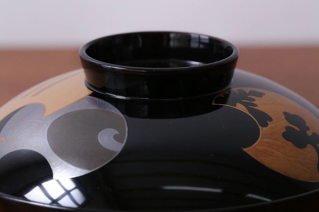 アンティーク雑貨　和製アンティーク　大正〜昭和初期　輪島塗木製蒔絵椀5客(4)