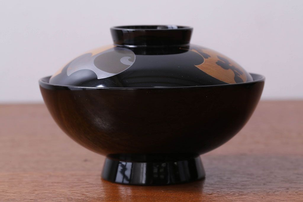 アンティーク雑貨　和製アンティーク　大正〜昭和初期　輪島塗木製蒔絵椀5客(4)