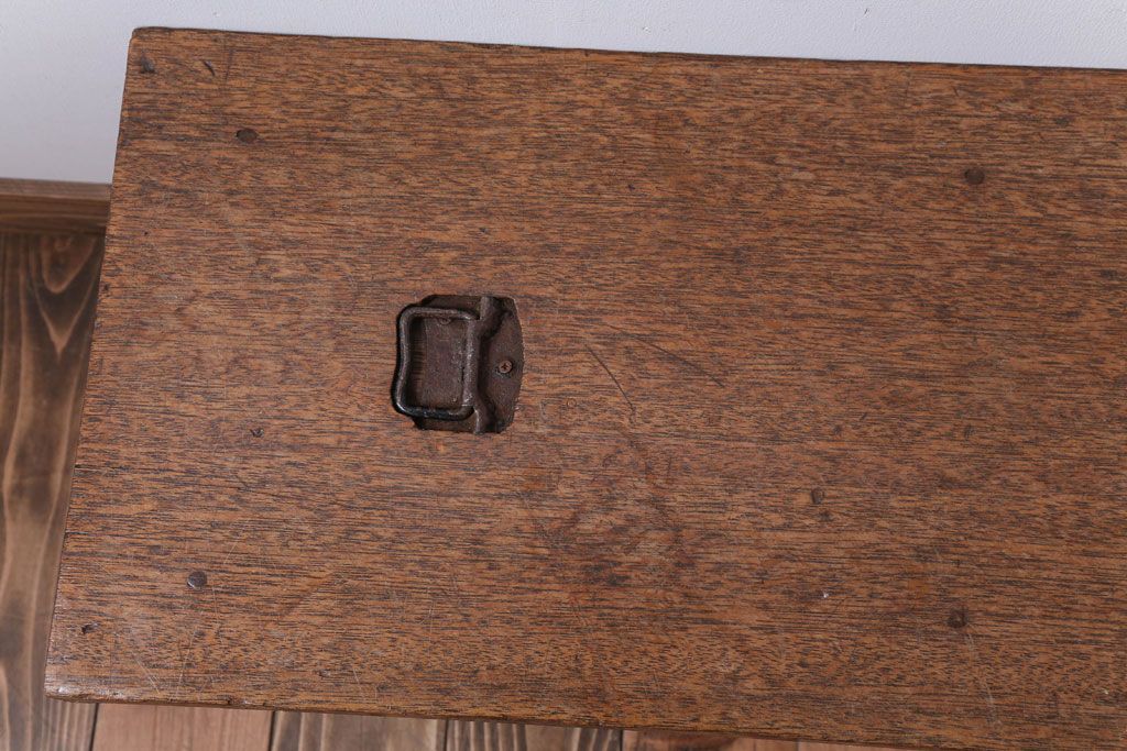 レトロ家具　昭和レトロ　古い木製の小ぶりなアンティークベンチ(2)