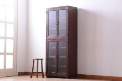 レトロ家具　昭和レトロ　レトロガラス入り!縦型アンティーク収納棚