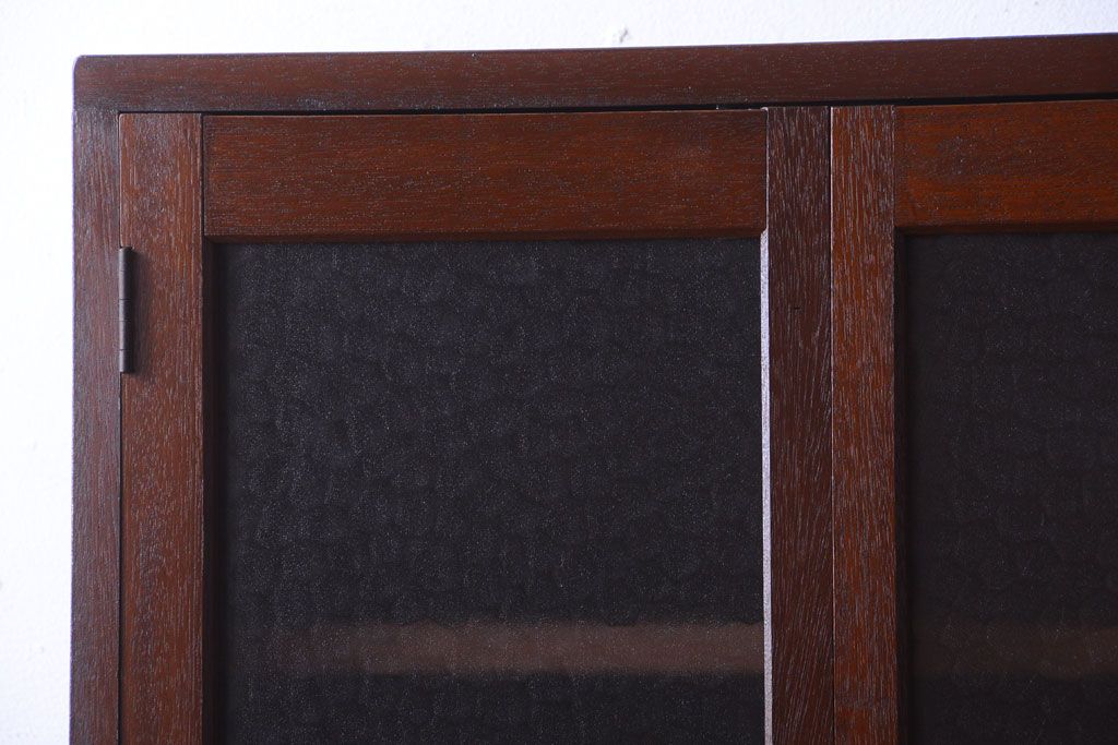 レトロ家具　昭和レトロ　レトロガラス入り!縦型アンティーク収納棚