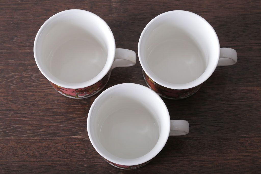 アンティーク雑貨　イギリスビンテージ　Ridgway(リッジウェイ)　Kyotoシリーズ　カップ&ソーサー3客セット(洋食器)