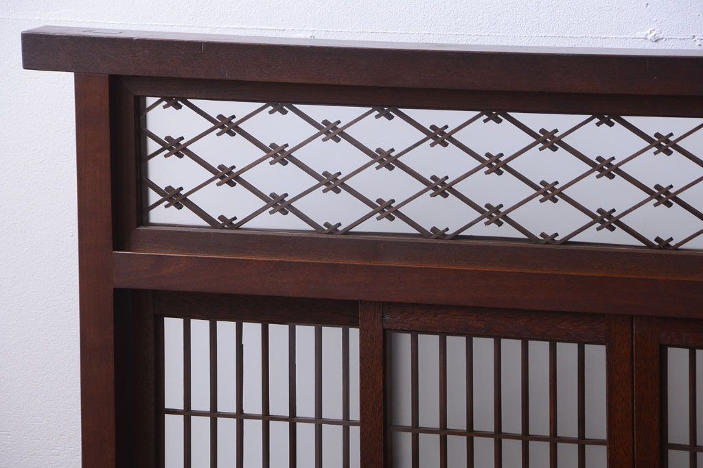 古民具・骨董　組子ガラス引き戸付き!アンティークパーテーション(衝立)