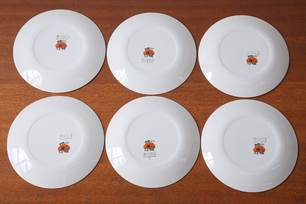 アンティーク雑貨　イギリスビンテージ　J&G　MEAKIN(ミーキン) POPPY(ポピー)シリーズ　ディナープレート6枚(洋食器・皿)