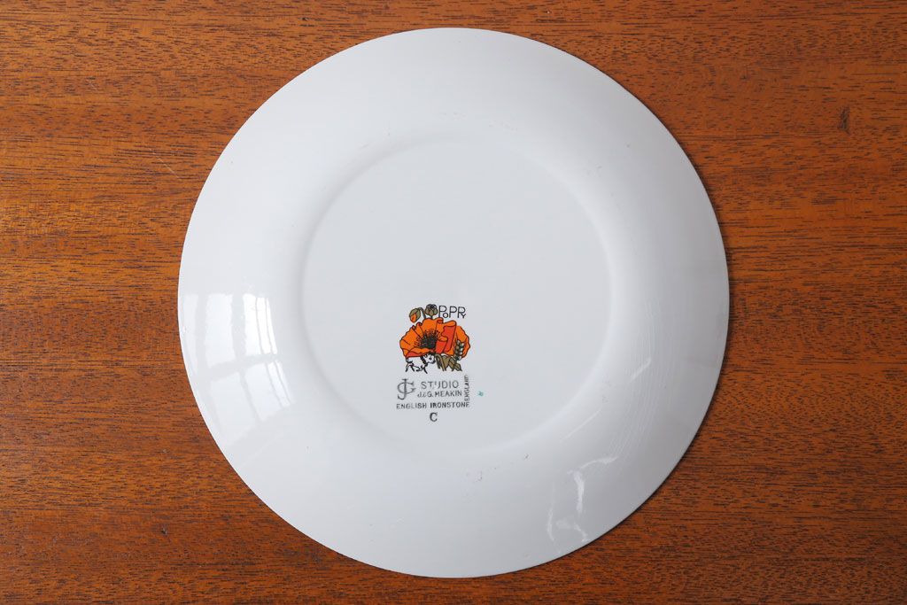 アンティーク雑貨　イギリスビンテージ　J&G　MEAKIN(ミーキン) POPPY(ポピー)シリーズ　ディナープレート6枚(洋食器・皿)