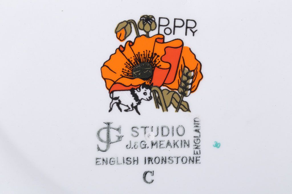 アンティーク雑貨　イギリスビンテージ　J&G　MEAKIN(ミーキン) POPPY(ポピー)シリーズ　ディナープレート6枚(洋食器・皿)