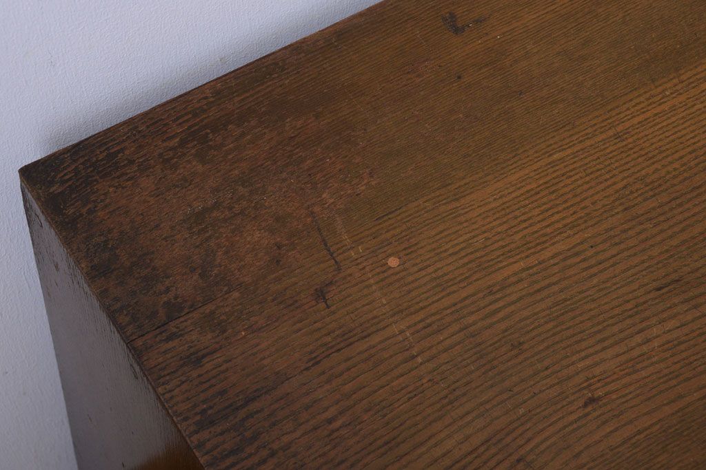 レトロ家具　昭和レトロ　シンプルな古い木の収納戸棚(書類棚・レコードケース)