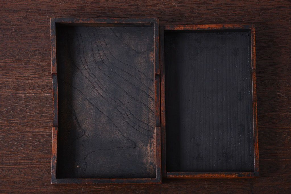 アンティーク雑貨　和製アンティーク　古い欅の小物収納木箱(小箱・収納箱)