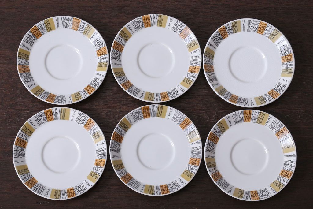 イギリスビンテージ　MIDWINTER(ミッドウィンター)　SIENNA(シエナ)シリーズ　カップ&ソーサー6客セット(洋食器)