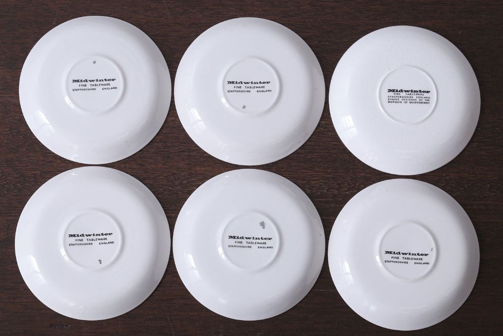 イギリスビンテージ　MIDWINTER(ミッドウィンター)　SIENNA(シエナ)シリーズ　カップ&ソーサー6客セット(洋食器)