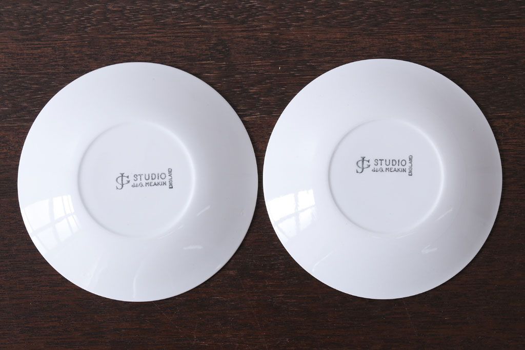 アンティーク雑貨　イギリスビンテージ　J&G　MEAKIN(ミーキン)　Palma(パルマ)シリーズ カップ&ソーサー2客セット(洋食器)