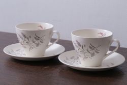 アンティーク雑貨　イギリスビンテージ　J&G　MEAKIN(ミーキン)　ROMANY(ロマニー)シリーズ カップ&ソーサー2客セット(洋食器)(1)