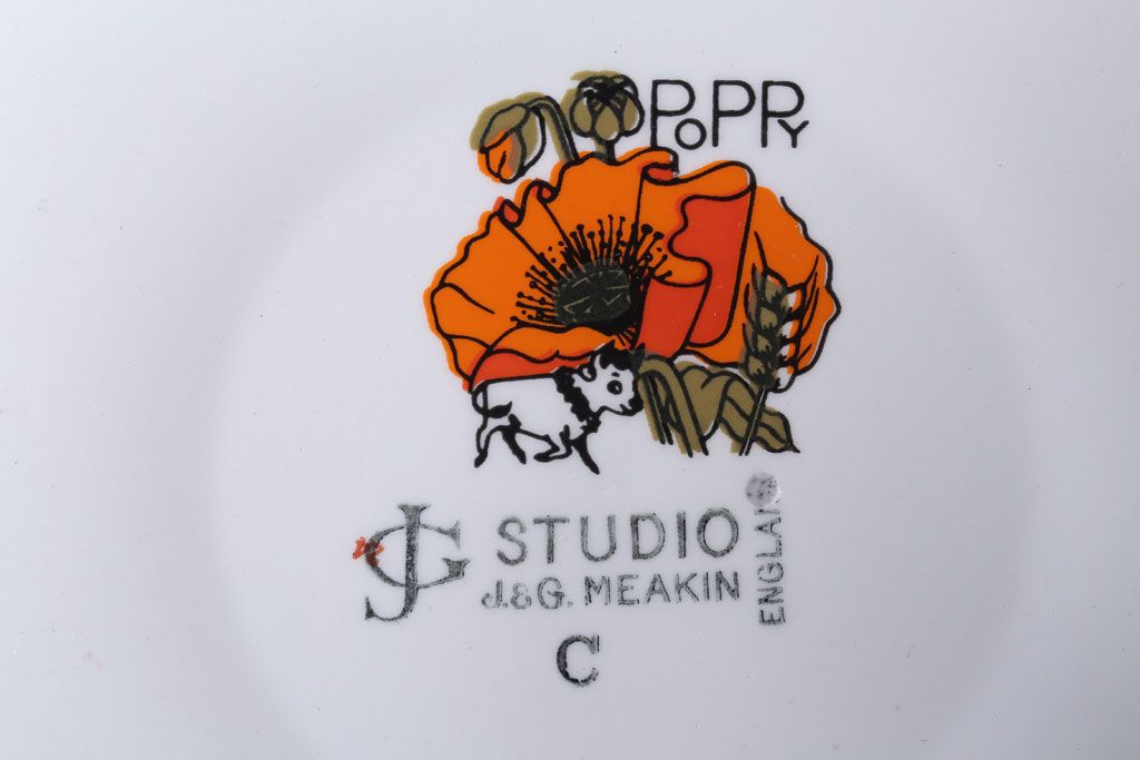 アンティーク雑貨　イギリスビンテージ　J&G　MEAKIN(ミーキン) POPPY(ポピー)シリーズ　プレート6枚セット(洋食器)
