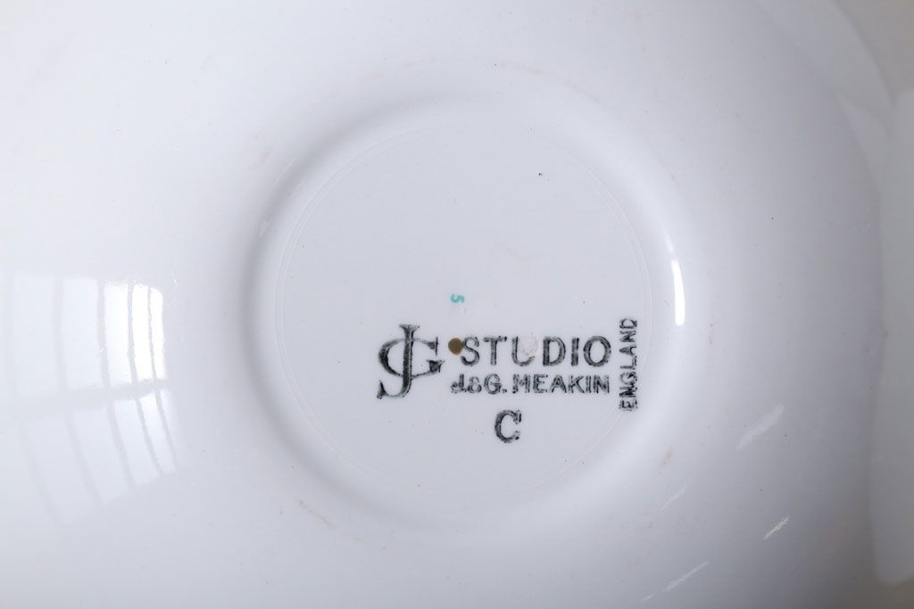 アンティーク雑貨　イギリスビンテージ　J&G　MEAKIN(ミーキン)　POPPY(ポピー)シリーズ　深皿6点セット(洋食器)
