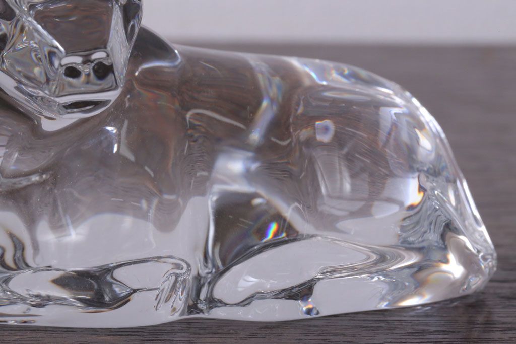 アンティーク雑貨 中古 バカラ(Baccarat) クリスタル 牛置物