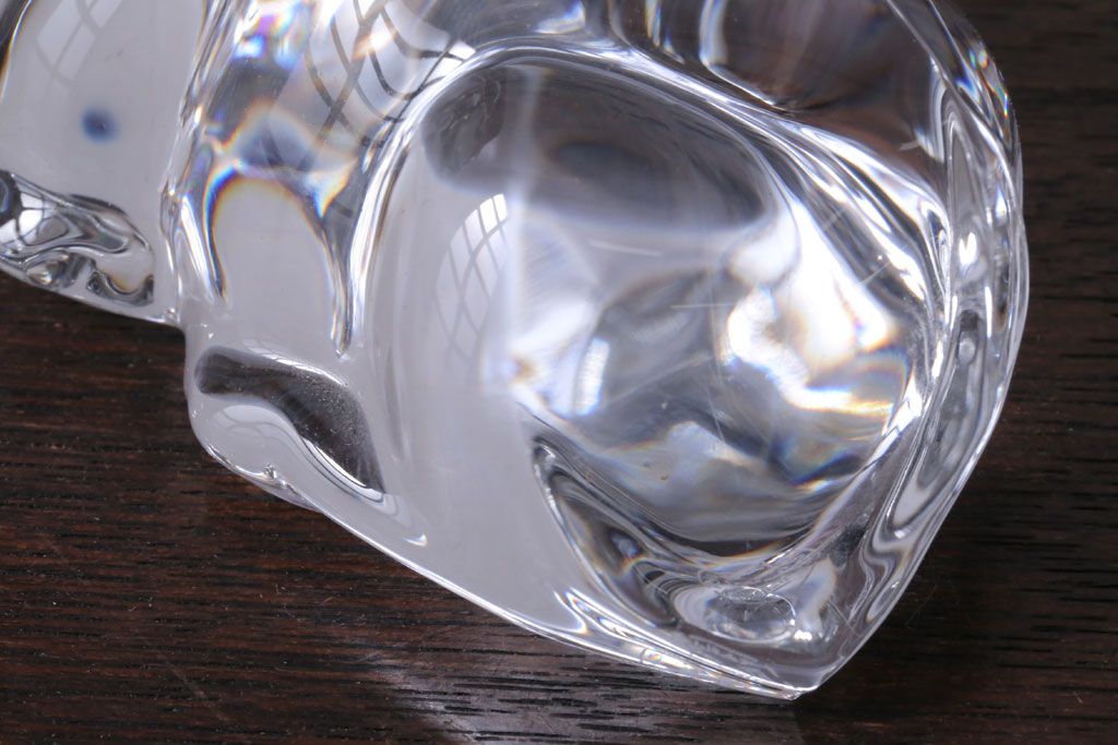 アンティーク雑貨　中古　バカラ(Baccarat)　クリスタル　牛置物(オブジェ・オーナメント)
